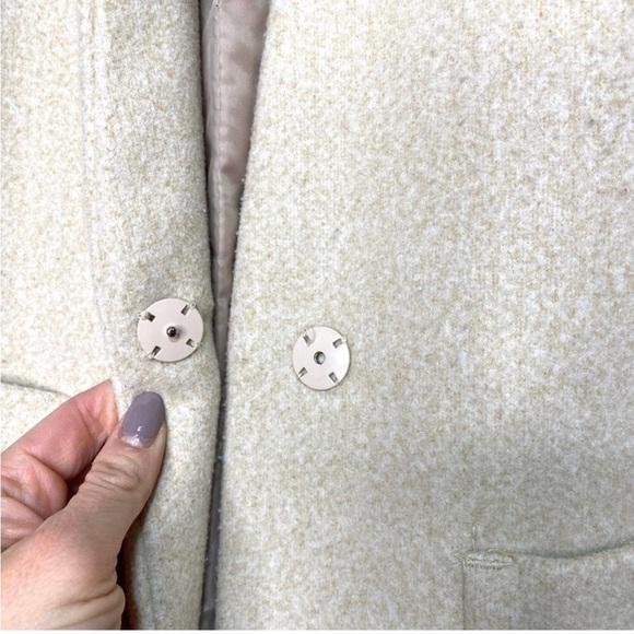 Zara Mid Length Cream Collarless Patch Pocket Coat - Picture 4 of 8